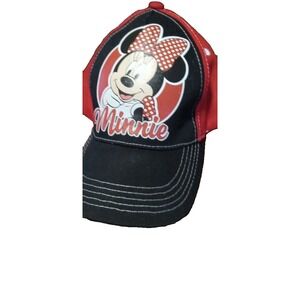 Disney Parks YOUTH Girls Minnie Mouse Embroidered Ball Cap‎ Hat White Black Red